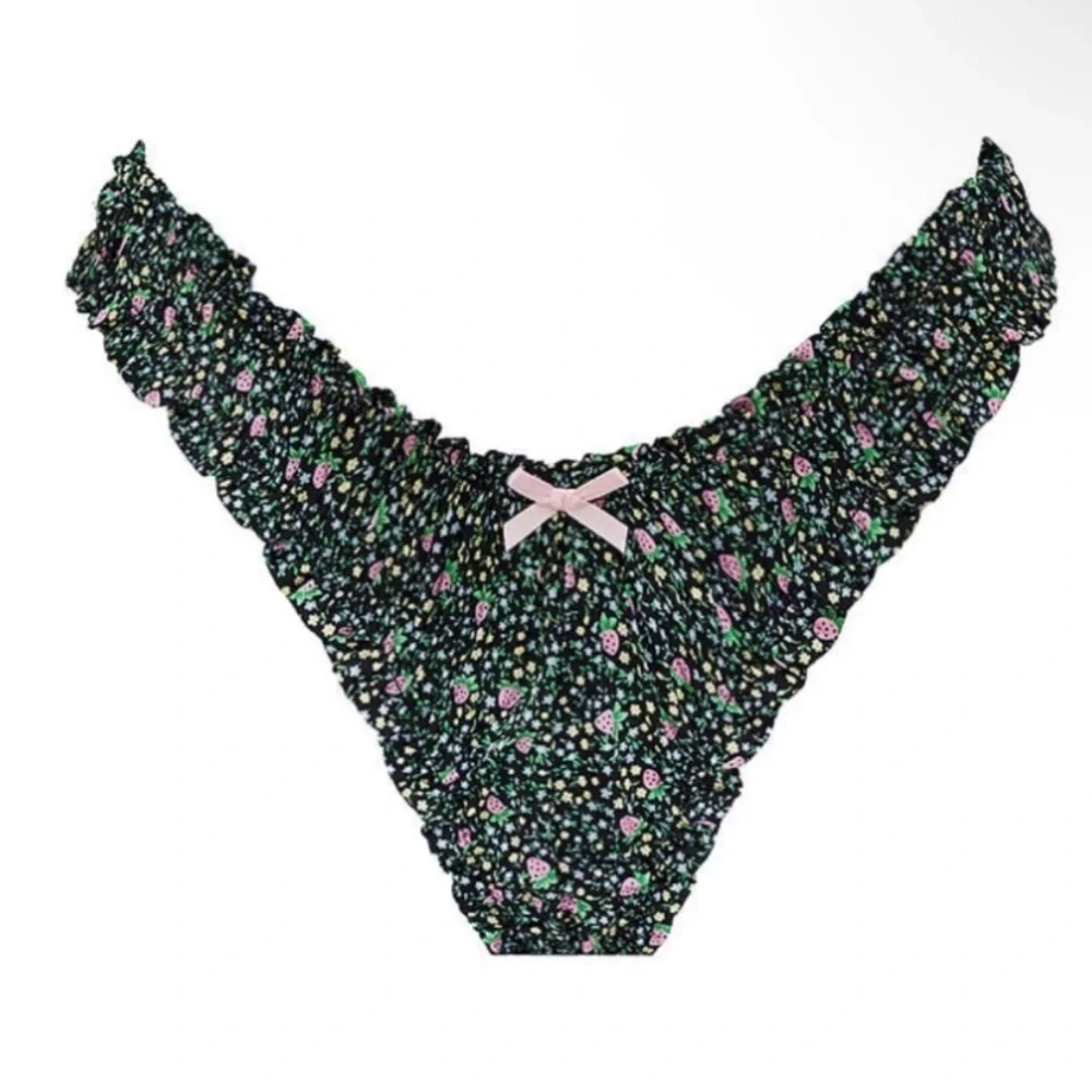 New! For love and lemons Farrah high waist strawberry thong panty 1383
